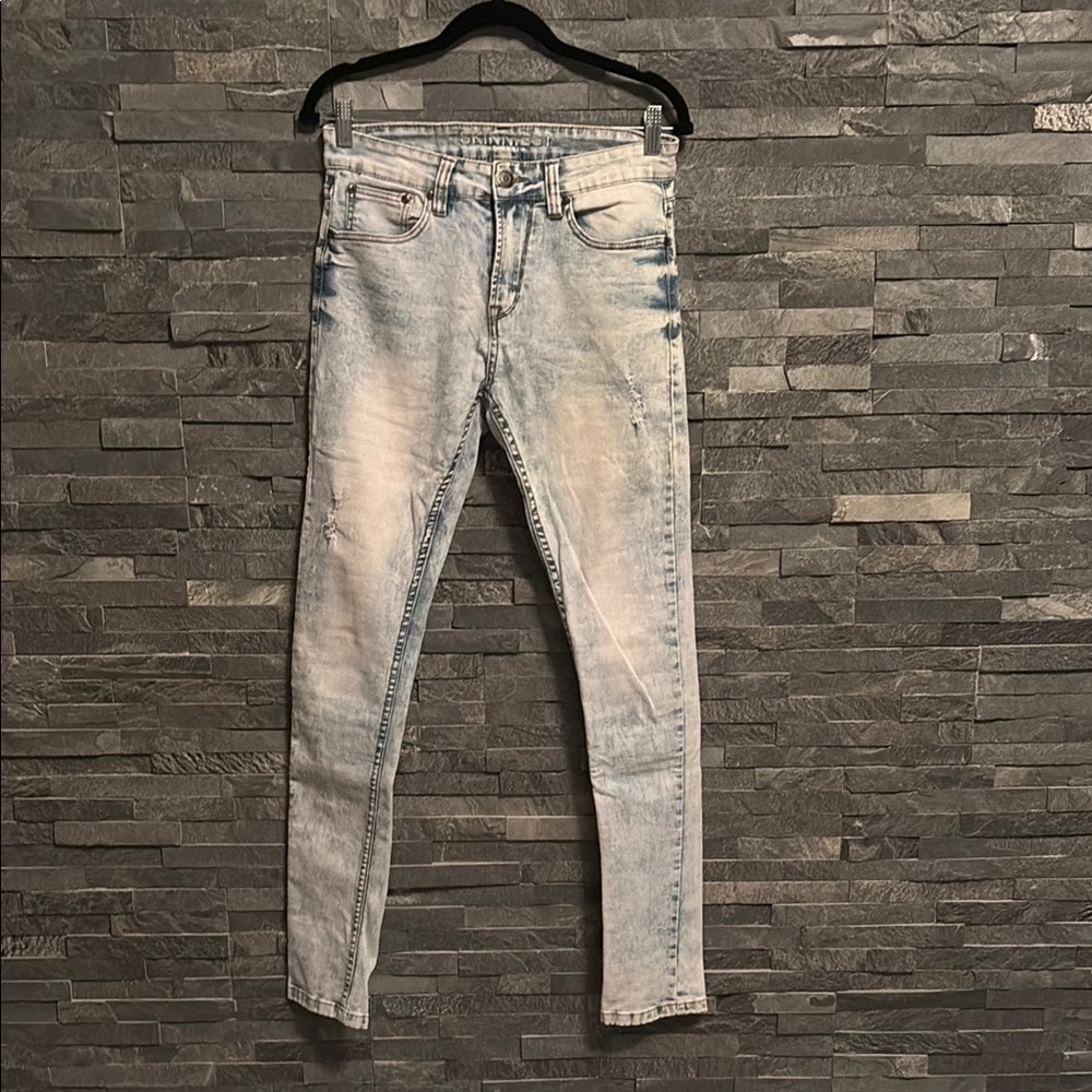 Urban Planet Blue Skinny Jeans Faded Look